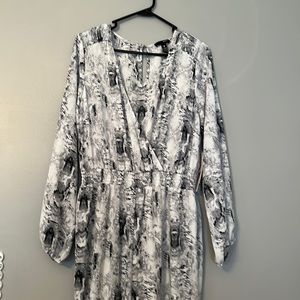 AQUA long sleeve snakeskin print jumpsuit